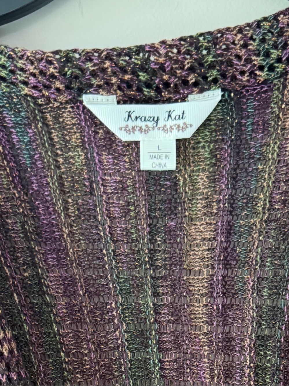 Krazy Kat Long Ribbed‎ Single-Button Cardigan -  Multicolor - Picture 9 of 9